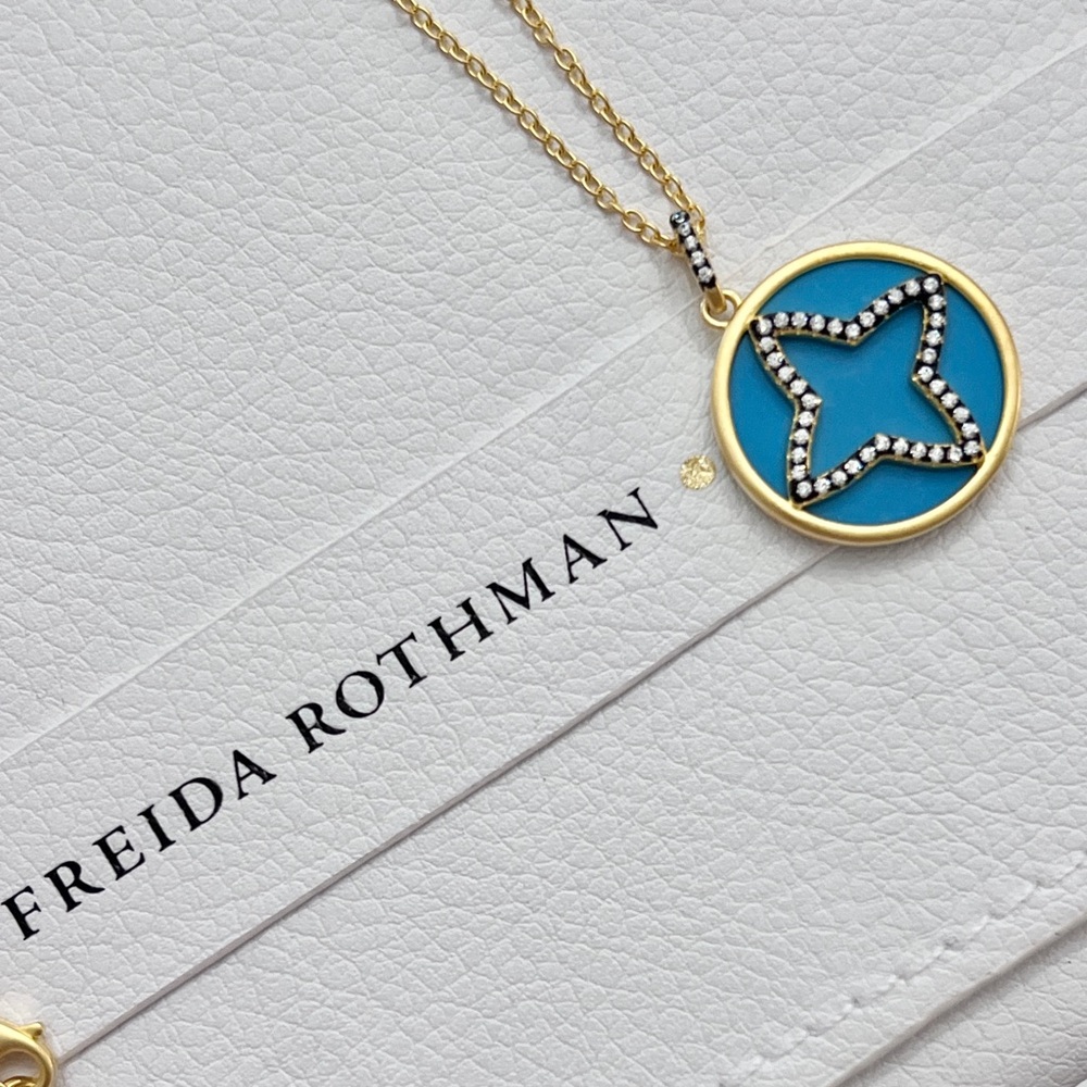 Freida Rothman Gold & Turquoise Coastal Collection Pendant Necklace